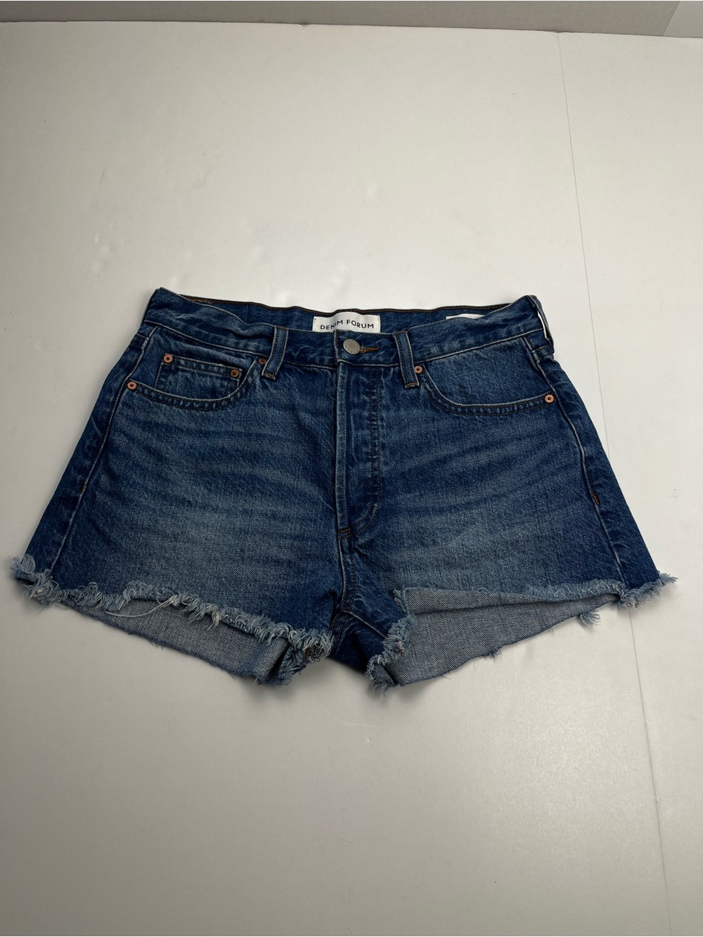 Denim Forum The Ex-Boyfriend High Rise Denim Cutoff Short Womens 25 Button-fly